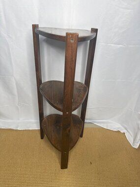 Wooden Heart Table Shelf 3 Tiered Brown Grandmacore Cottagecore Rustic Wood